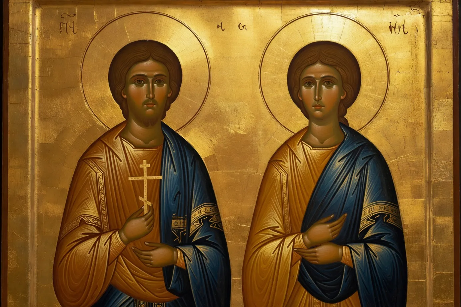Icone orthodoxe russe de saint Vladimir et sainte Olga — baptiseurs de la Russie