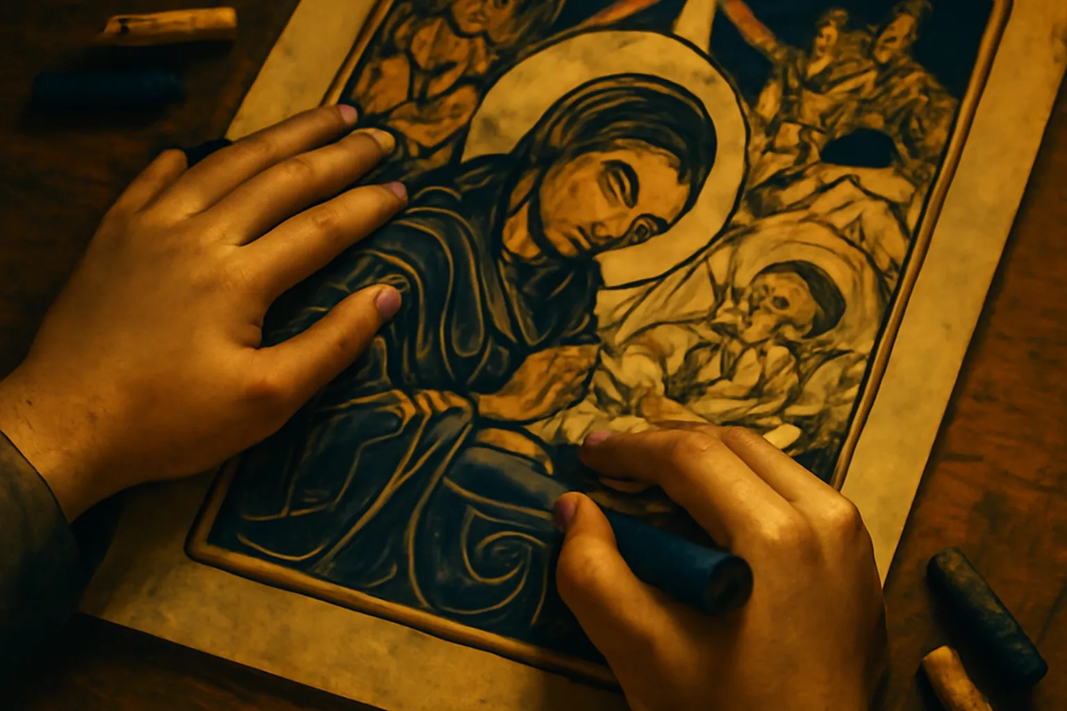 Enfants apprenant le chant liturgique lors d'une école du dimanche orthodoxe