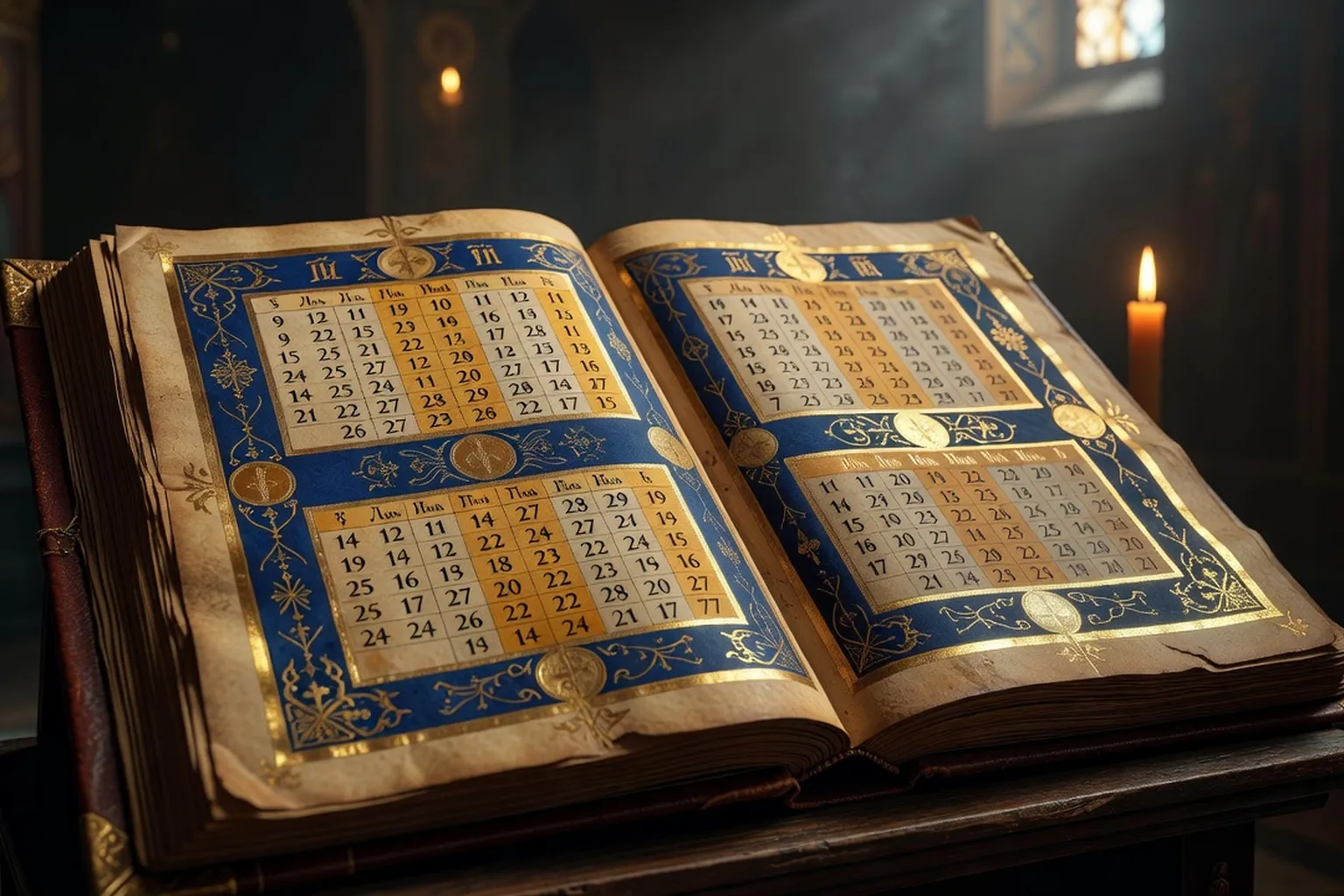 Table pascale ancienne pour le calcul de Paques selon le calendrier julien
