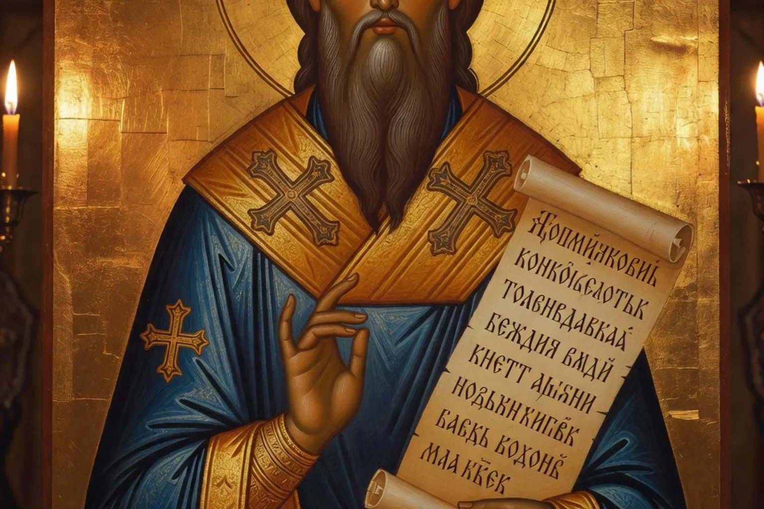 Icône traditionnelle de saint Serge de Radonège dans une iconostase russe