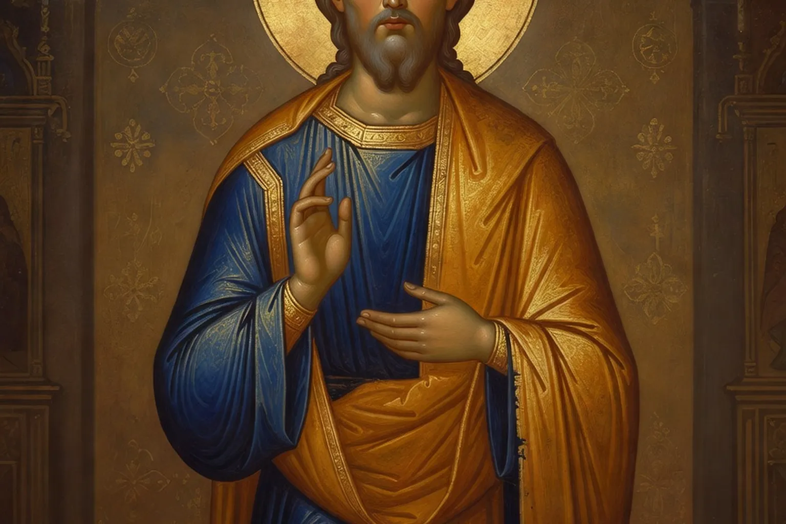 Icône de saint Séraphim de Sarov saluant : « Le Christ est ressuscité ! »