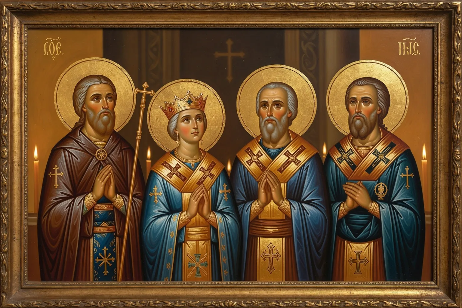 Icône du prince Vladimir le Grand et de sainte Olga dans une église orthodoxe parisienne