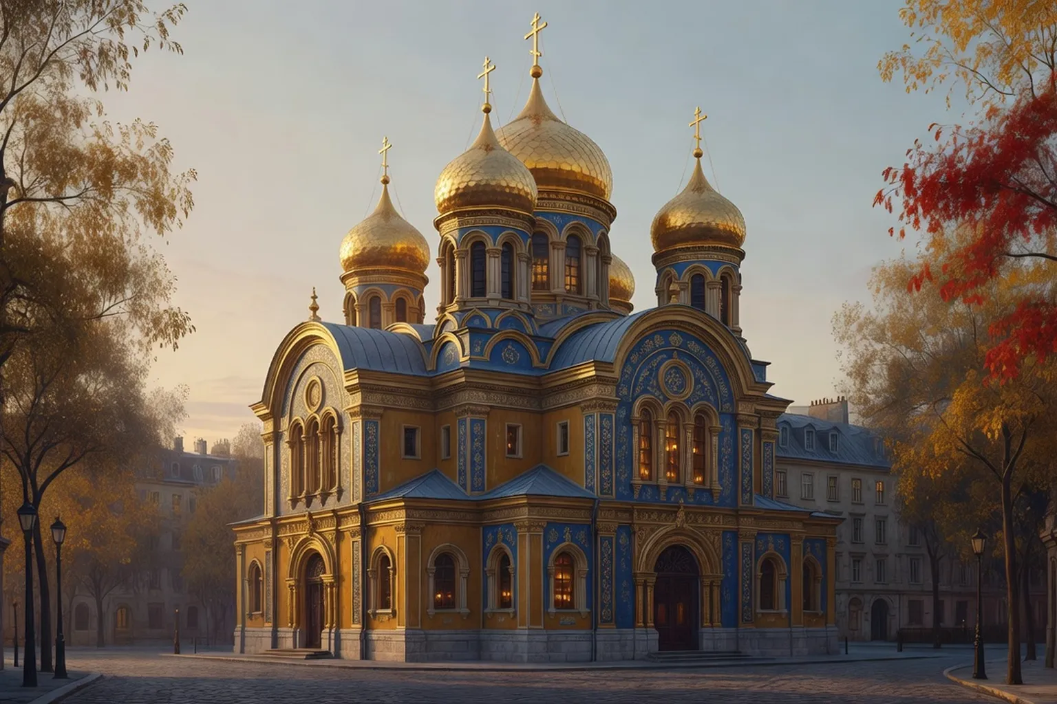 Cathédrale Saint-Alexandre-Nevsky à Paris avec ses cinq dômes dorés sous un ciel parisien